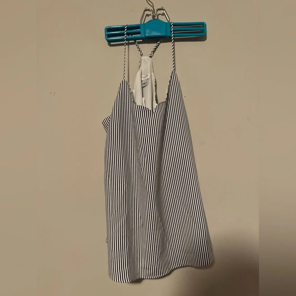 NWT J. Crew Navy & White Striped Scalloped Top Camisole - Picture 2 of 13